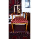 Armchairs, pair Edwardian satin walnut