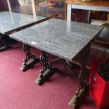 Garden table-cast base green marble top