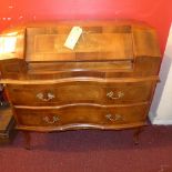 An Italian design inlaid walnut bureau,