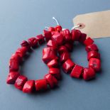 Red coral necklace and matching earrings