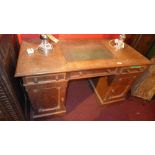 Pedestal desk, burr elm Continental 122c