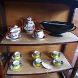 A set of six Royal Worcester coffee cans and saucers together with a Wedgwood bassalt ware type