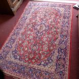 A fine central Persian Kashan rug 202 x 128cm central double Pendent medallion with repeating petal