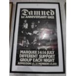 An original 1977 The Dammed Poster '1st anniversary gigs' at the marquee,