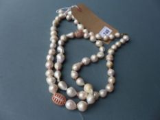 Necklace and earrings freshwater pearl