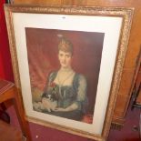 A gilt framed print of classical lady