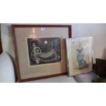 A limited edition etching of a reclining figure,