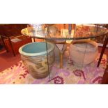 Dining table - glass plate top with glas