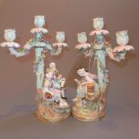 A pair of Meissen porcelain candelabra d