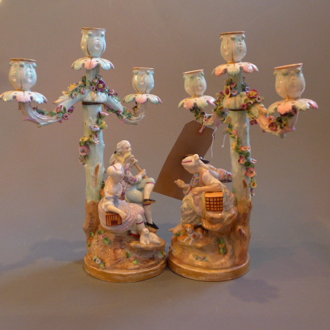 A pair of Meissen porcelain candelabra d - Image 4 of 4