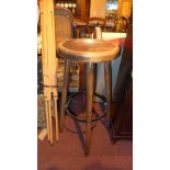 Thirteen beech and metal bound bar stool