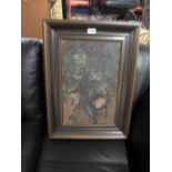An oil on canvas abstract scene, framed