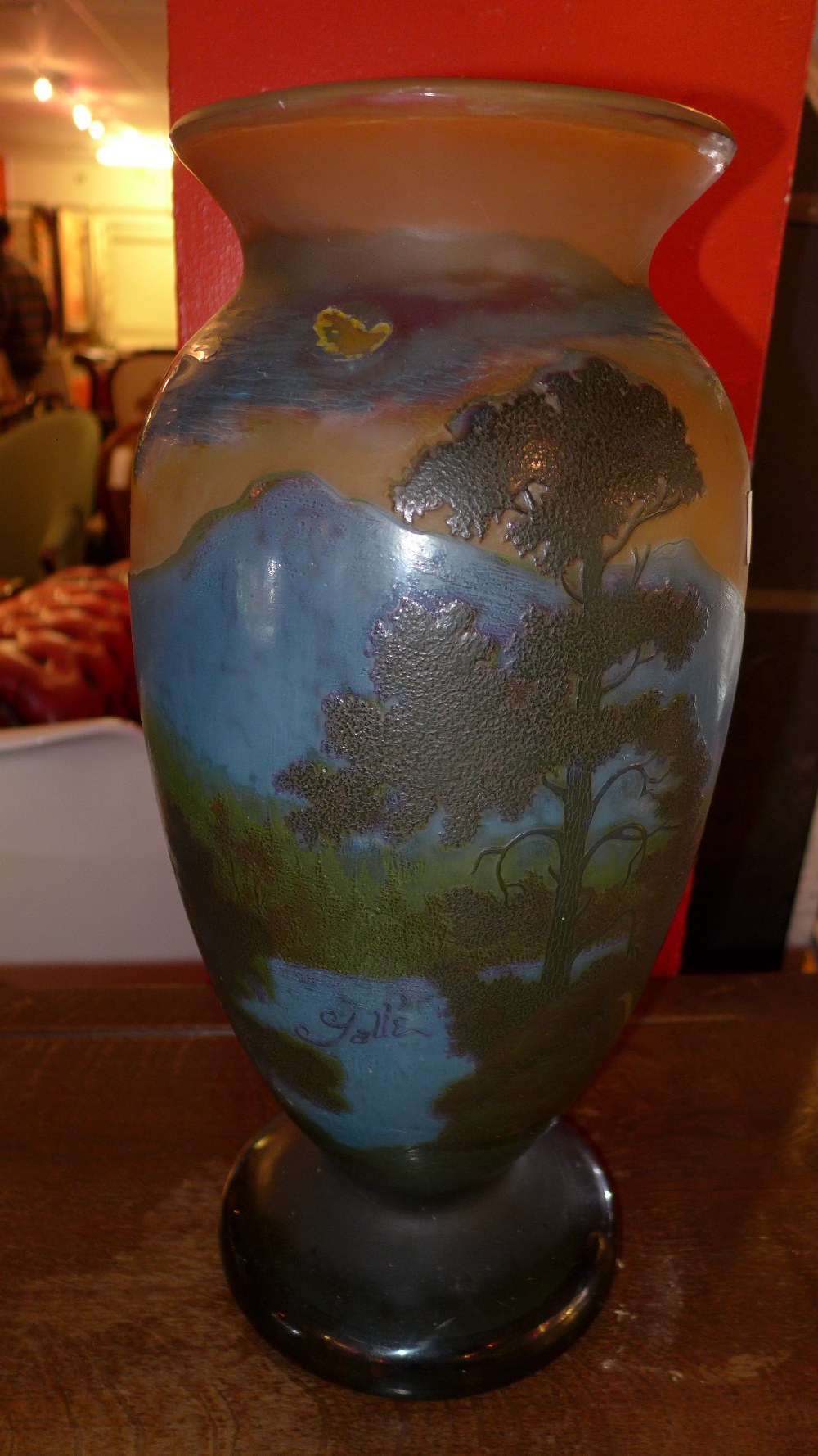 A Galle style glass vase decorated with - Image 2 of 2