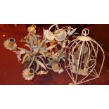 A floral decorated hanging chandelier an