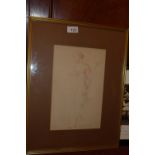 A classical pencil sketch framed and gla