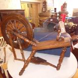 A traditional turned fruitwood spinning