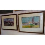Two Ronald Merton (b1918) framed waterco