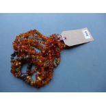 Necklace, amber five strands
