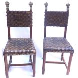 A set of four woven leather seated and b