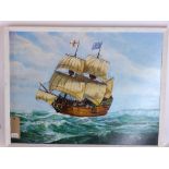 An oil on board maritime scene, signed a