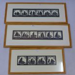James Dodds, three limited edition linocut prints of boats from an edition of 75,