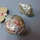 An antique Dutch hallmarked silver snuff box in the form of a conch shell,
