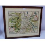 A 17th century 1627 hand tinted French map of Avignon,