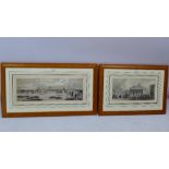 Two prints of London scenes depicting Blackfriars Bridge and the Bank of England with the Royal