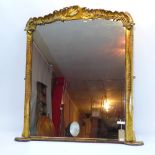 A 20th century Rococo style over mantle mirror,