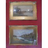 A pair of 19th century watercolours depicting two different views of 'The Thames near Marlow',