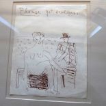 An original Roger Hilton drawing of a male figure in a hat and a nude.