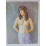 John Trevor Heath, an unframed acrylic portrait of a female nude,