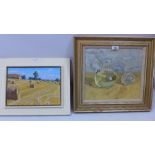 Chris Aggs, an oil on board still life 'Something and Nothing' 1990 in a silvered frame,