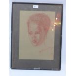 British school, very fine Orientalist pencil portrait study of a young girl, signed and dated 1963,