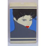 Manner of Patrick Nagel (1945-1984) preliminary study, gouache and oil on paper mounted on board,