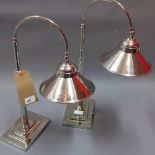 A pair of brass nickel plated desk lamps in Art Deco style