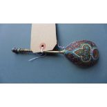 A Russian hallmarked silver and cloisonne spoon,