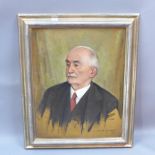 A 20th century oil on canvas of a gentleman 1961 signed and dated lower right in a silvered frame,