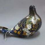 A hand blown glass figure of a dove H 17 x W 21 x D 10cm