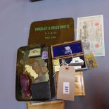 A collection of items including coins, a 1910 German 1000 mark note, a meerschaum pipe,