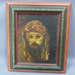 Circle of Edvard Munch - a unique 20th century expressionist portrait painting of Christ with crown