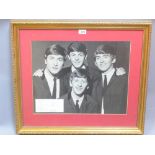 A printed photograph of The Beatles with facsimile signatures in gilt frame H 61 x W 70cm