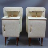 A pair of 1960's Italian design faux leather bedside cabinets,