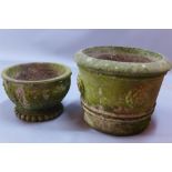 Two reconstituted stone garden planters