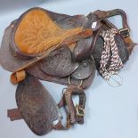 A lined leather saddle,