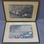 After Utagawa Hiroshige (2) 19th century woodblocks from the 53 stations of Takaido H 35 x W 50cm