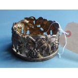 A Topazio of Portugal silver plated and faux tortoiseshell wine coaster decorated with vine detail
