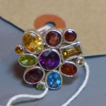 A silver, amethyst, citrine, peridot,