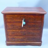 A Biedemeier flame mahogany chest of four long drawers H 76 x W 81 x D 50cm