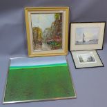 A collection of oils and watercolours (4) all framed to include a Francis Leke